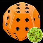 DodecaDice Double D6 Frost Fire Glow in the Dark 12 Sided Spot 6 x D6 Dice Set