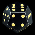 DodecaDice Gemstone Obsidian Black & Gold Double D6 12 Sided Spot D6 Dice