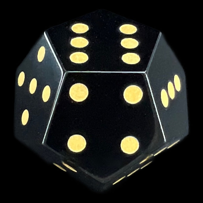 DodecaDice Gemstone Obsidian Black & Gold Double D6 12 Sided Spot D6 Dice