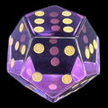DodecaDice Zircon Glass Amethyst & Gold Double D6 12 Sided Spot D6 Dice