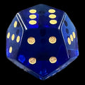 DodecaDice Zircon Glass Sapphire & Gold Double D6 12 Sided Spot D6 Dice