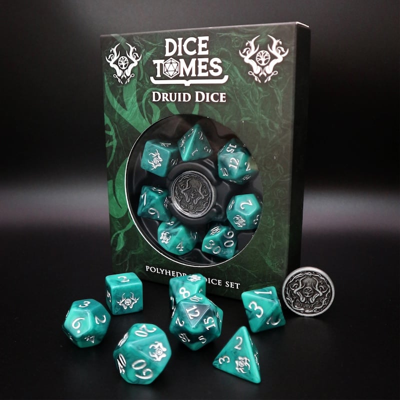 Dice Tomes Druid 7 Dice Polyset + Coin