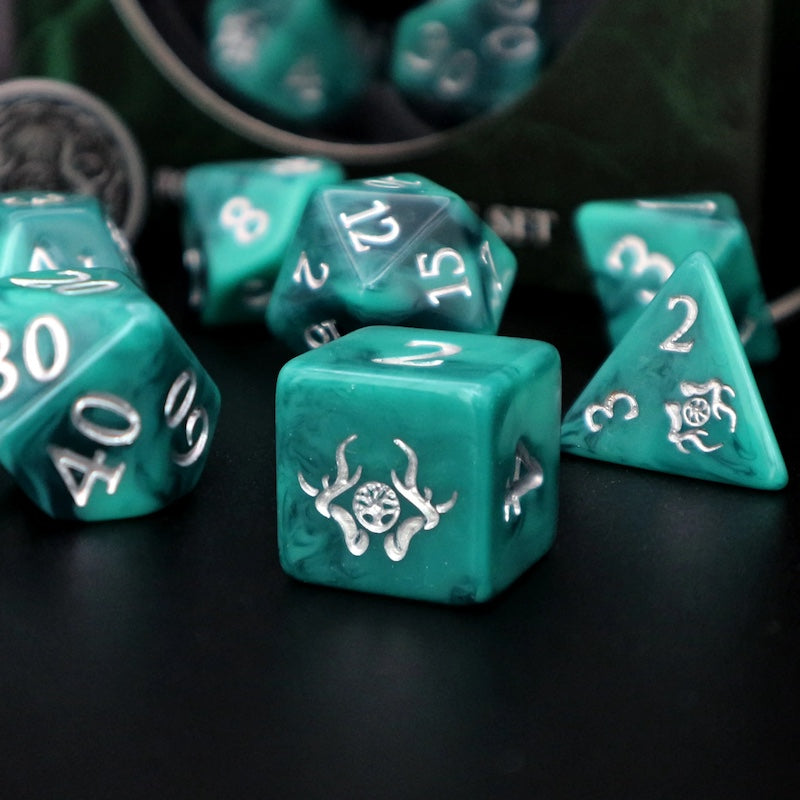 Dice Tomes Druid 7 Dice Polyset + Coin