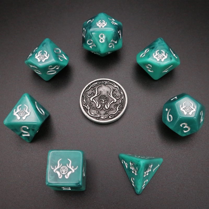 Dice Tomes Druid 7 Dice Polyset + Coin