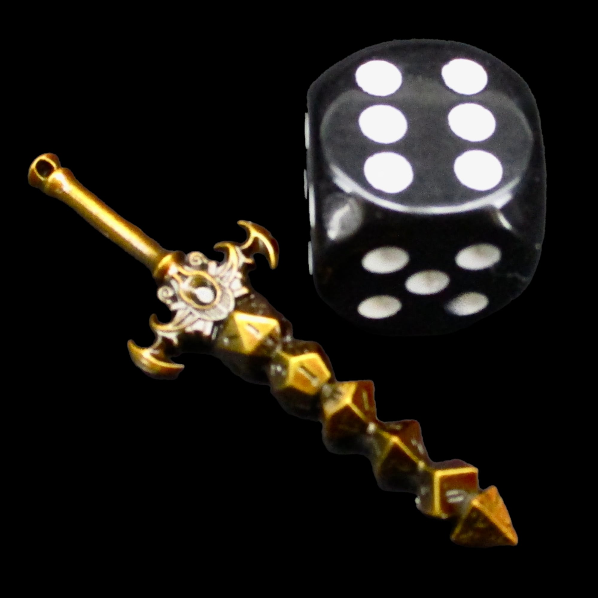 TDSO Miniature Metal Dice Sword Pendant - Copper