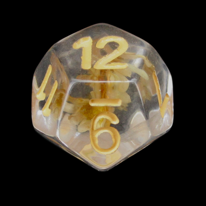 TDSO Encapsulated Flower Orange D12 Dice
