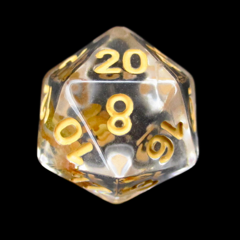 TDSO Encapsulated Flower Orange D20 Dice