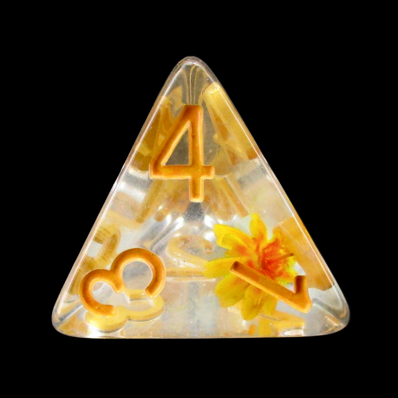TDSO Encapsulated Flower Orange D4 Dice