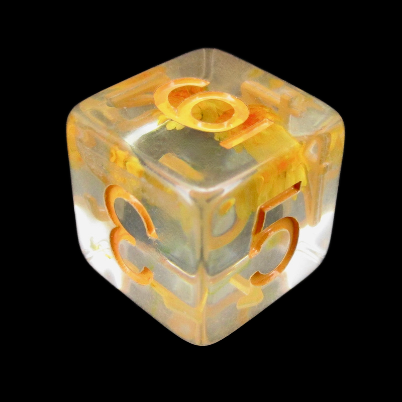 TDSO Encapsulated Flower Orange D6 Dice
