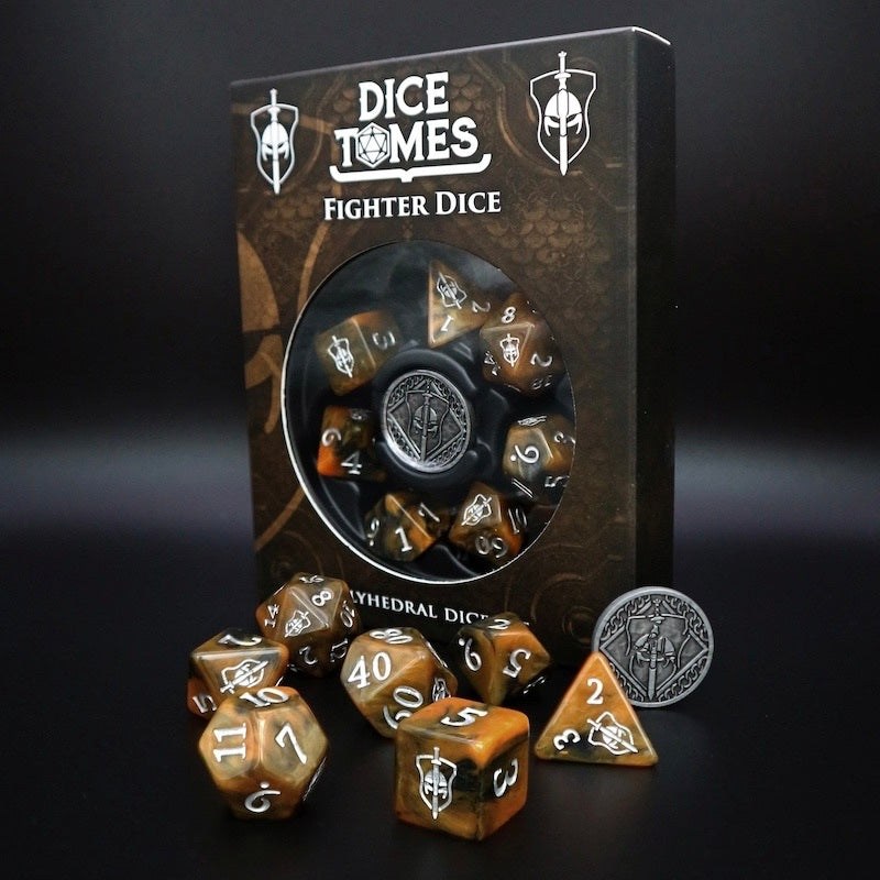 Dice Tomes Fighter 7 Dice Polyset + Coin
