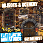 ArcKnight Flat Plastic Miniatures - Objects & Scenery - 62 Minis
