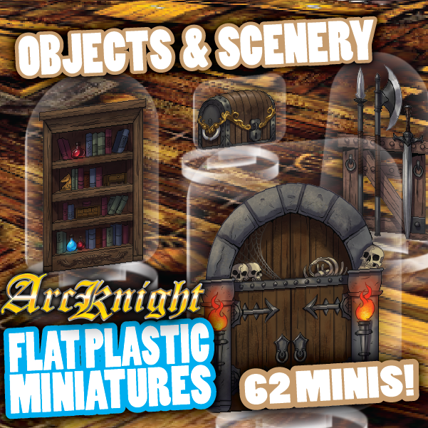 ArcKnight Flat Plastic Miniatures - Objects & Scenery - 62 Minis