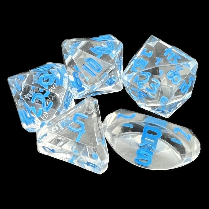 GameScience Gem Diamond & Blue Ink Zocchi D3 D5 D14 D16 D24 Dice Set