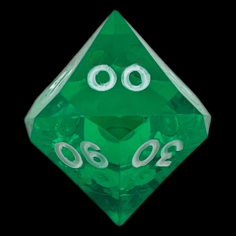 GameScience Gem Emerald & White Ink Percentile Dice