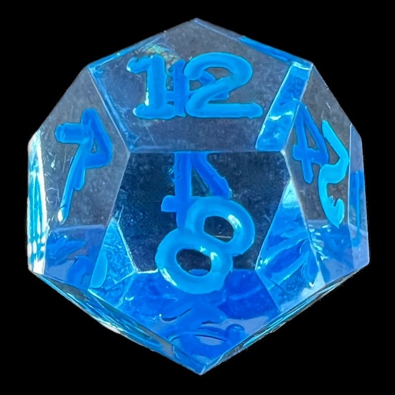 GameScience Gem Ice Blue Moonstone & Blue Ink D12 Dice