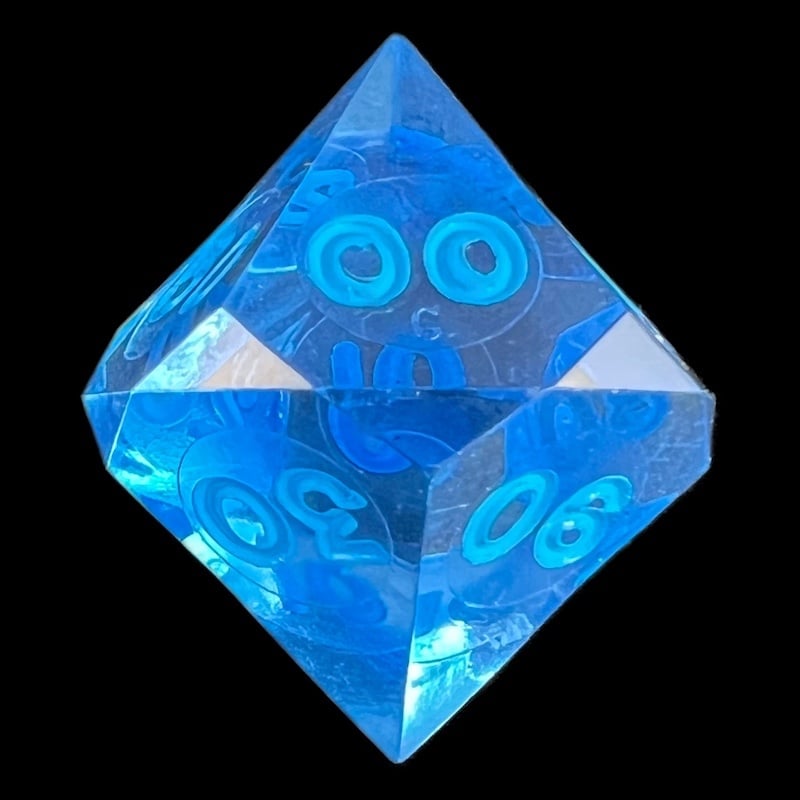 GameScience Gem Ice Blue Moonstone & Blue Ink Percentile Dice