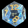 GameScience Gem Ice Blue Moonstone & Gold Ink D12 Dice