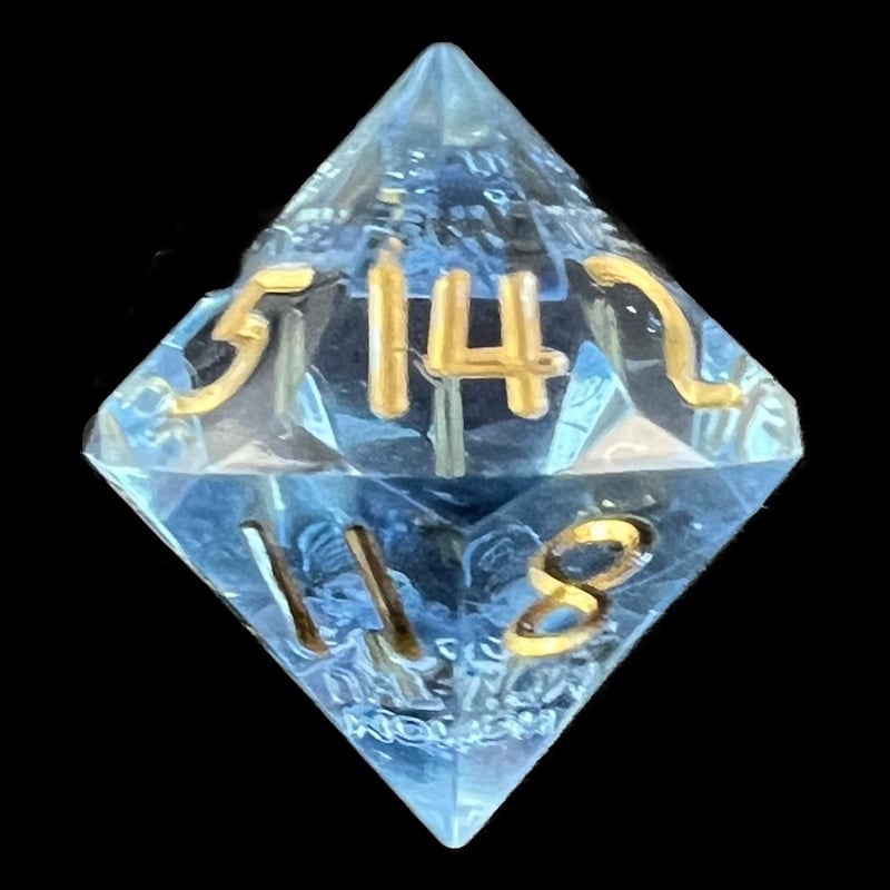 GameScience Gem Ice Blue Moonstone & Gold Ink D14 Dice