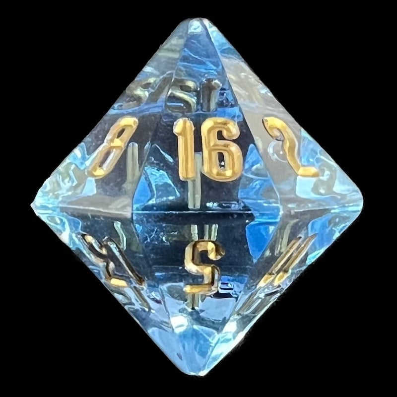 GameScience Gem Ice Blue Moonstone & Gold Ink D16 Dice