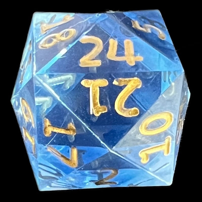 GameScience Gem Ice Blue Moonstone & Gold Ink D24 Dice