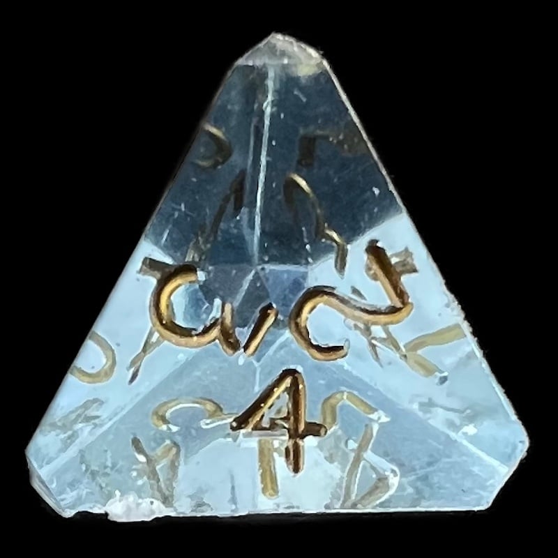 GameScience Gem Ice Blue Moonstone & Gold Ink D4 Dice