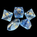 GameScience Gem Ice Blue Moonstone & Gold Ink Zocchi D3 D5 D14 D16 D24 Dice Set
