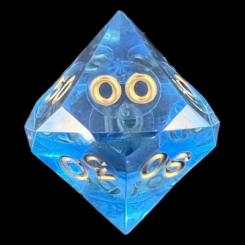 GameScience Gem Ice Blue Moonstone & Gold Ink Percentile Dice