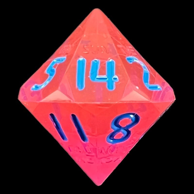 GameScience Gem Laser Red Rubellite & Blue Ink D14 Dice