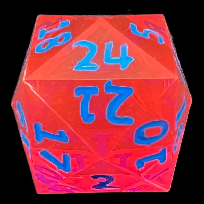 GameScience Gem Laser Red Rubellite & Blue Ink D24 Dice
