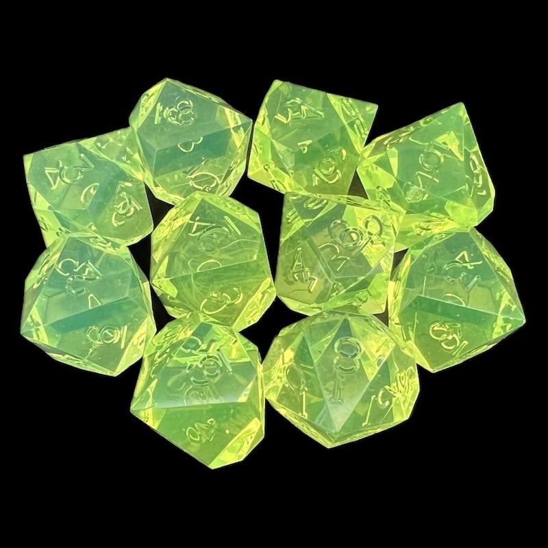 GameScience Gem Laser Yellow Peridot 10 x D10 Dice Set