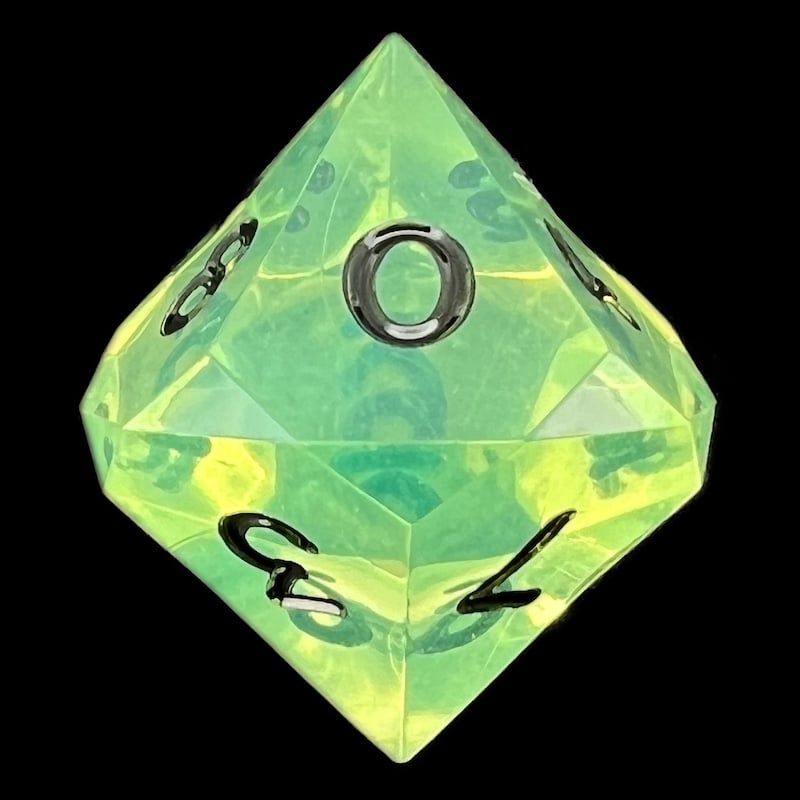GameScience Gem Laser Yellow Peridot & Black Ink D10 Dice