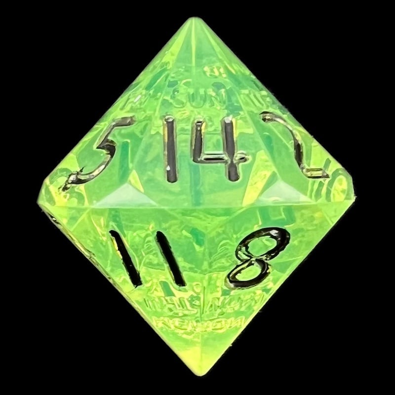 GameScience Gem Laser Yellow Peridot & Black Ink D14 Dice