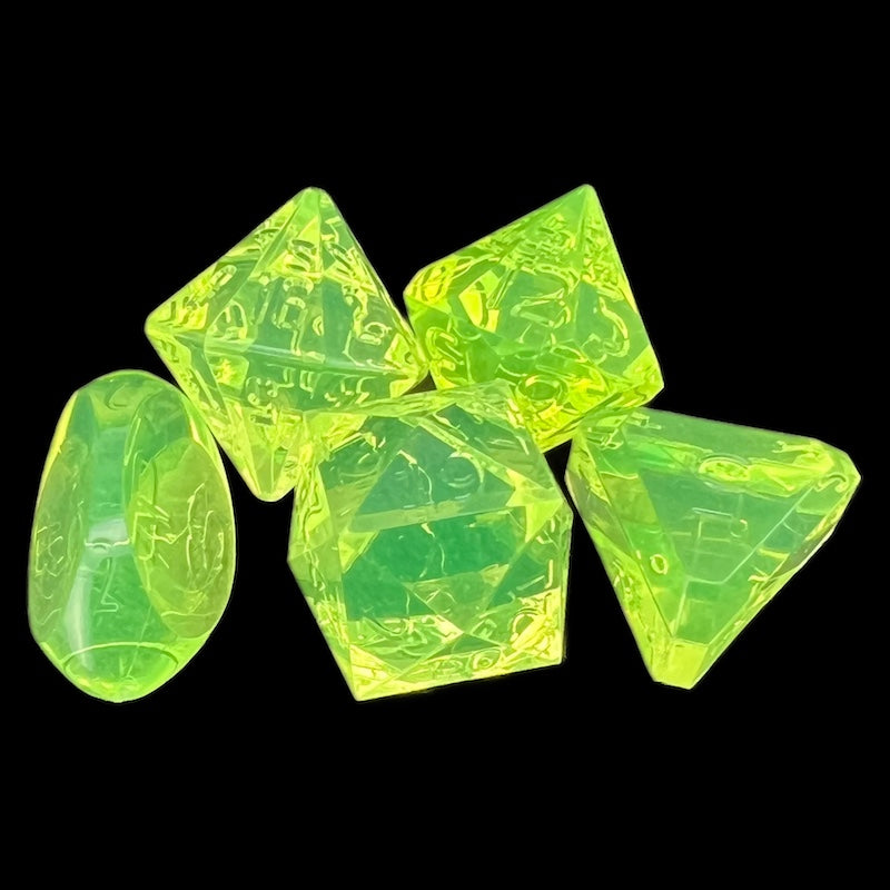 GameScience Gem Laser Yellow Peridot Zocchi D3 D5 D14 D16 D24 Dice Set