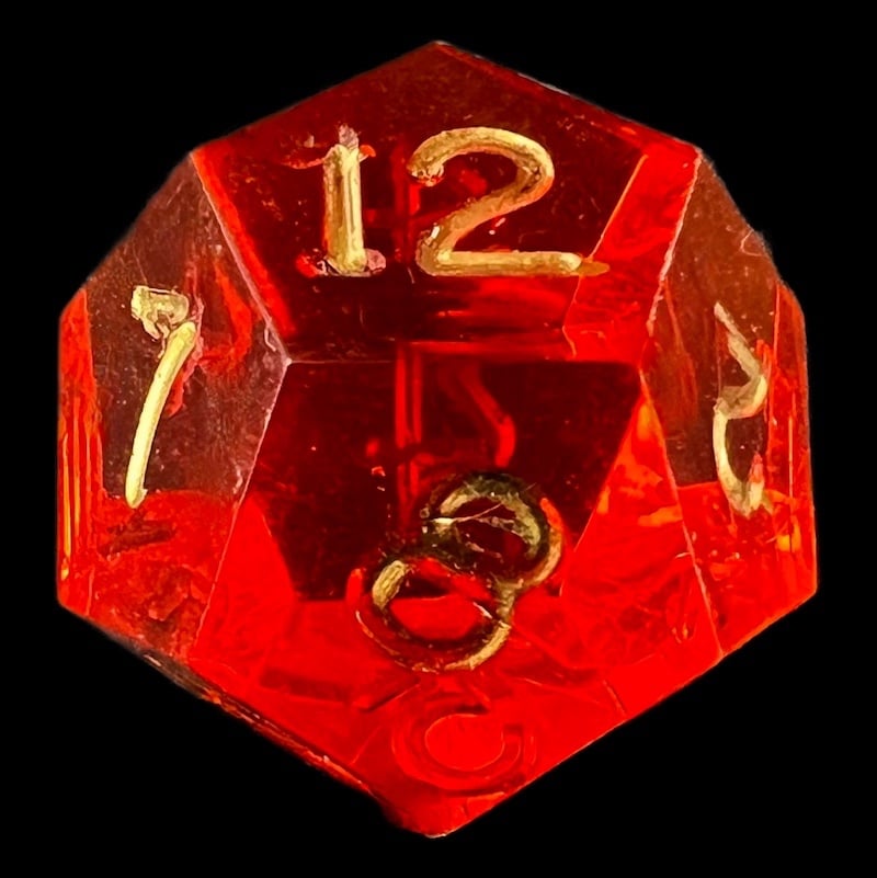 GameScience Gem Ruby & Gold Ink D12 Dice