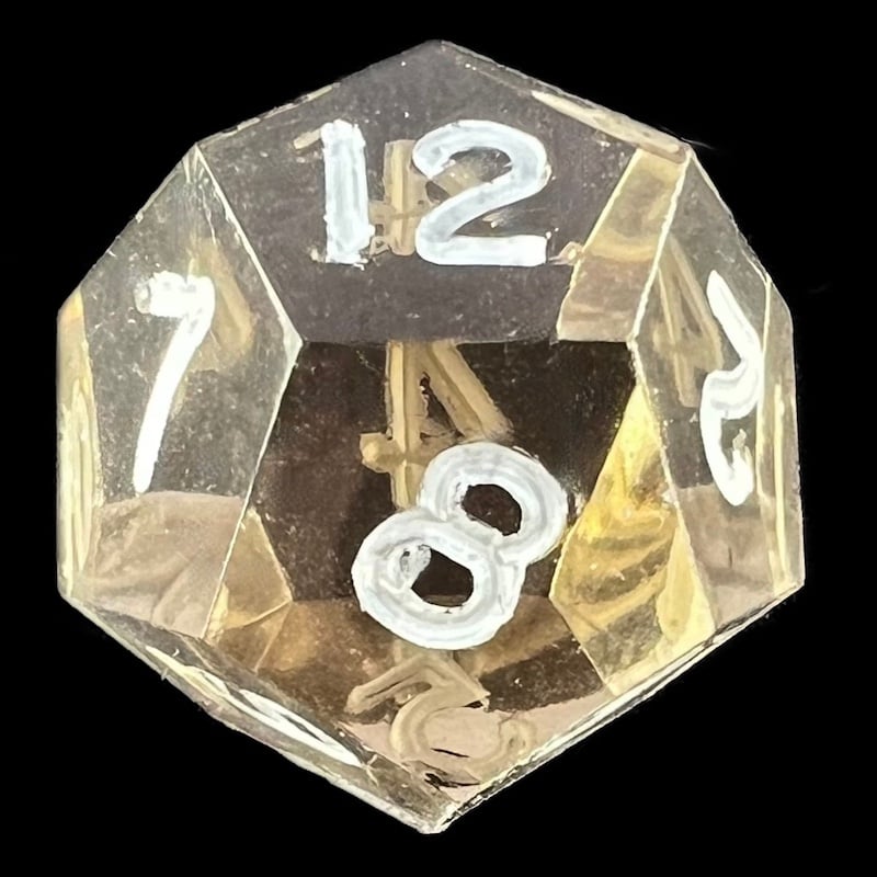GameScience Gem Smoke Quartz & White Ink D12 Dice