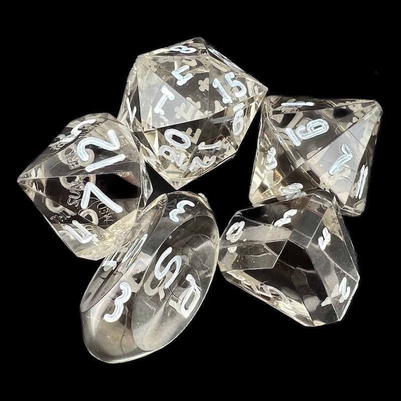 GameScience Gem Smoke Quartz & White Ink Zocchi D3 D5 D14 D16 D24 Dice Set