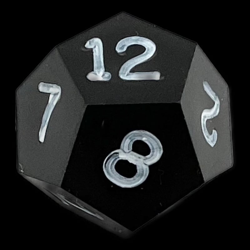 GameScience Opaque Coal Black & White Ink D12 Dice