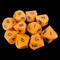 GameScience Opaque Pumpkin & Black Ink 10 x D10 Dice Set