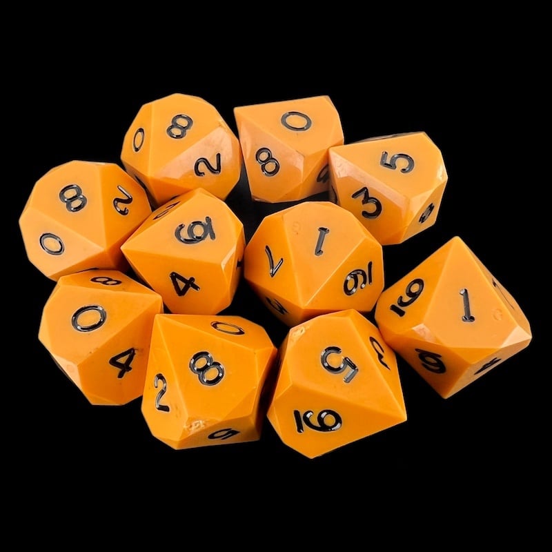 GameScience Opaque Pumpkin & Black Ink 10 x D10 Dice Set