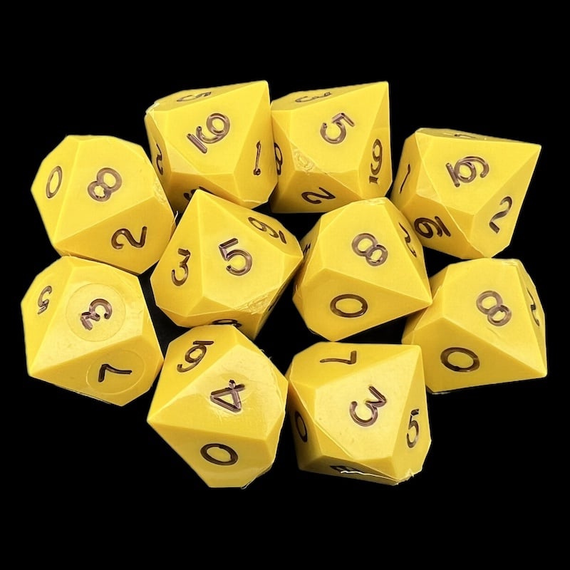 GameScience Opaque Saffron Yellow & Black Ink 10 x D10 Dice Set