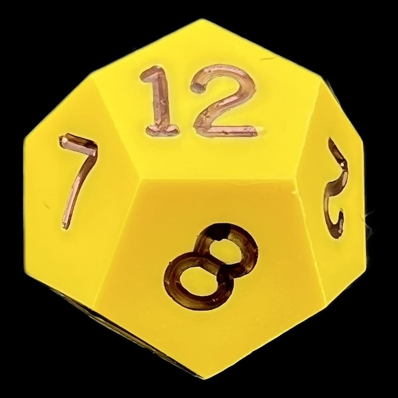 GameScience Opaque Saffron Yellow & Black Ink D12 Dice