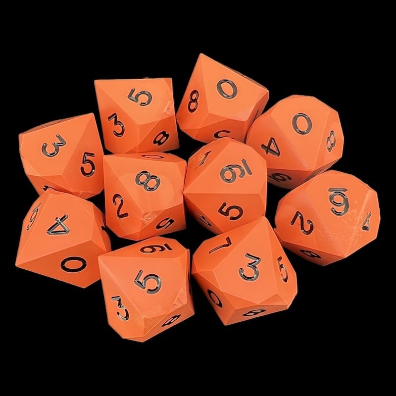GameScience Opaque Tangerine & Black Ink 10 x D10 Dice Set