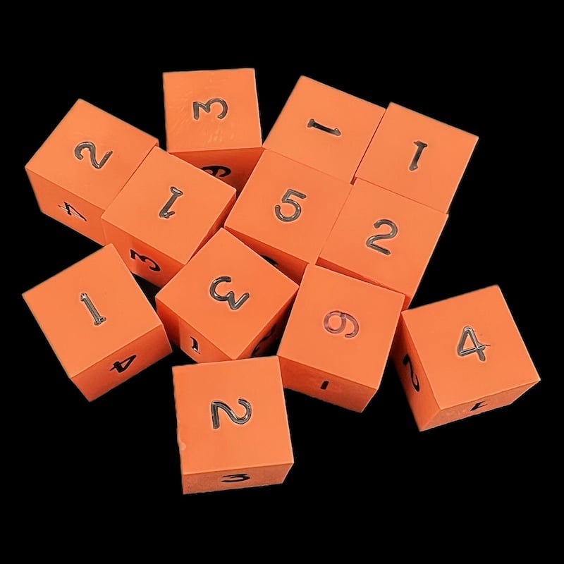 GameScience Opaque Tangerine & Black Ink 12 x D6 Dice Set