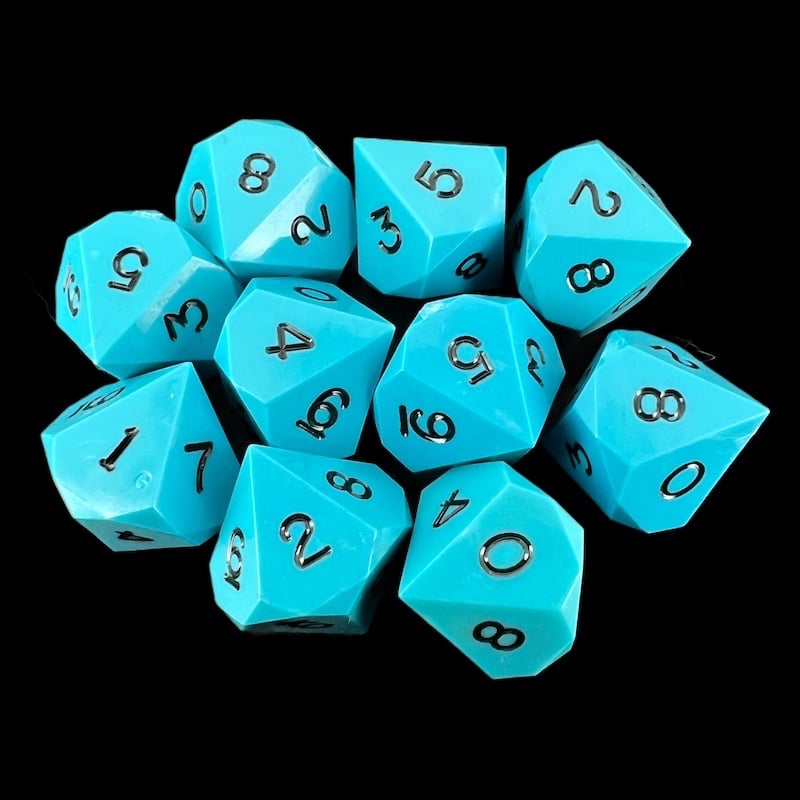 GameScience Opaque Turquoise & Black Ink 10 x D10 Dice Set