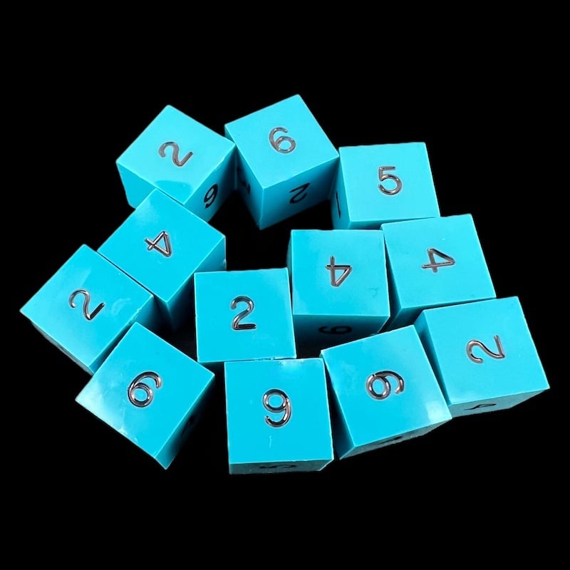 GameScience Opaque Turquoise & Black Ink 12 x D6 Dice Set