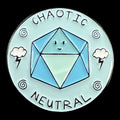 Gaming Pin Badge Chaotic Neutral D20 Pale Blue