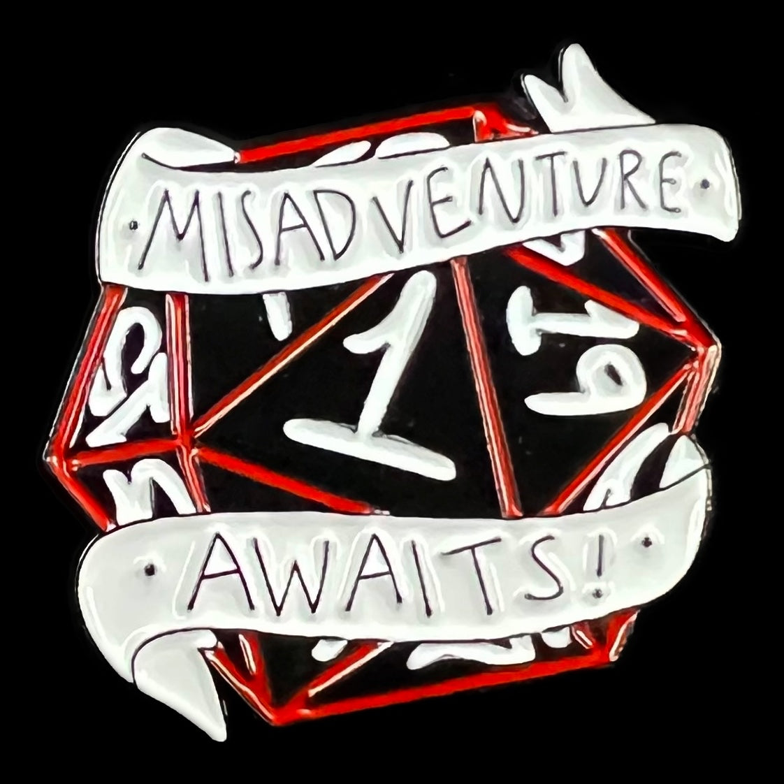 Gaming Pin Badge 'Misadventure Awaits!'