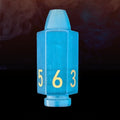 Cats Eye Glass Aquamarine & Gold Bullet D6 Dice