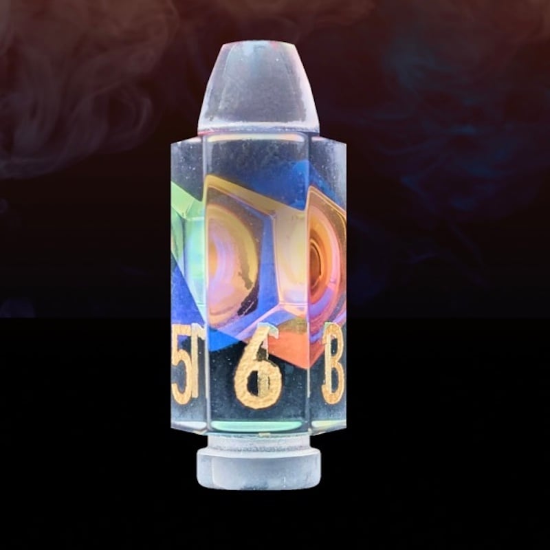 Zircon Glass Rainbow & Gold Bullet D6 Dice