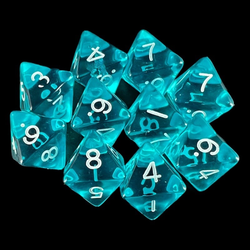 HALF PRICE CLEARANCE D&G Gem Aqua 10 x D8 Dice Set - SECONDS